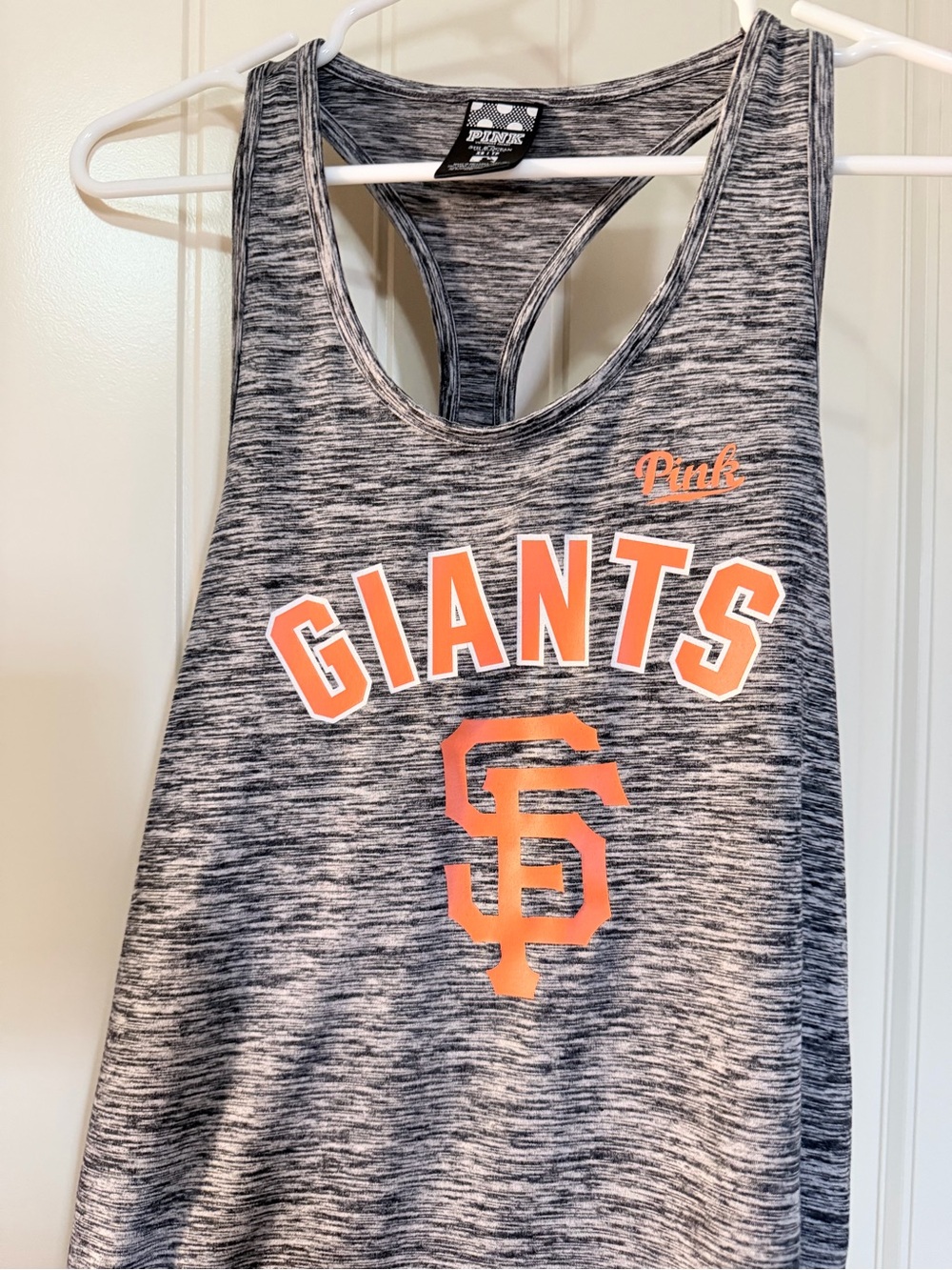PINK Victoria's Secret Gray Heather Racerback Tank San Francisco Giants Logo